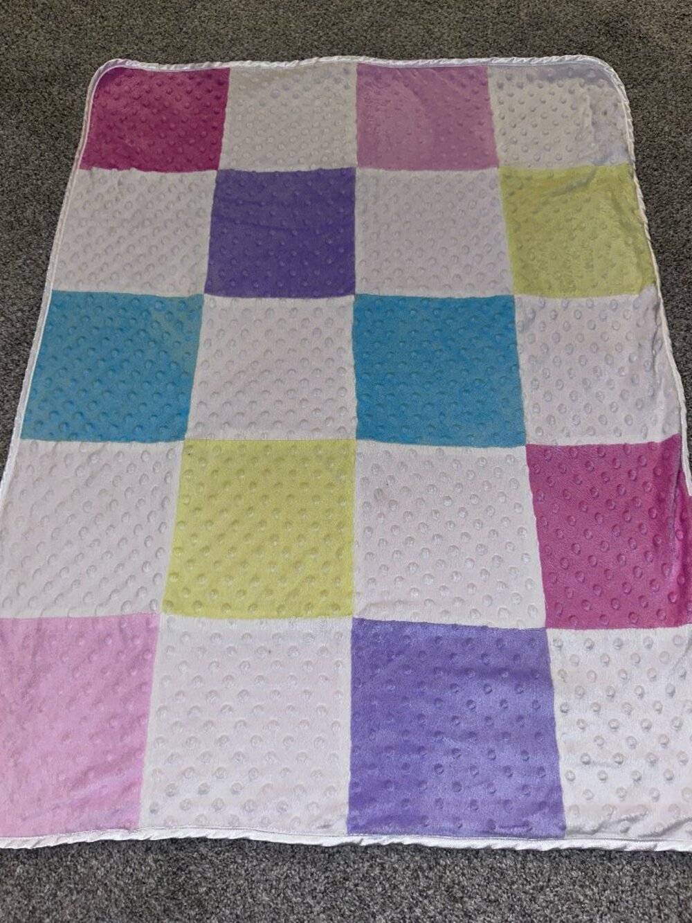 CIRCO target Plush Baby Blanket Lovey Color Block Pink Blue Minky Squares Sherpa